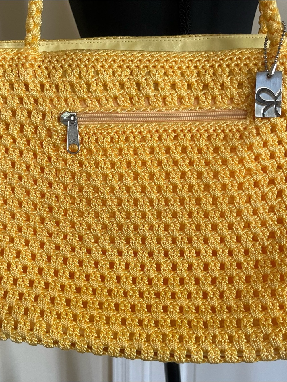 LINA Yellow Woven Shoulder Tote Bag - Lightweight Summer Handbag